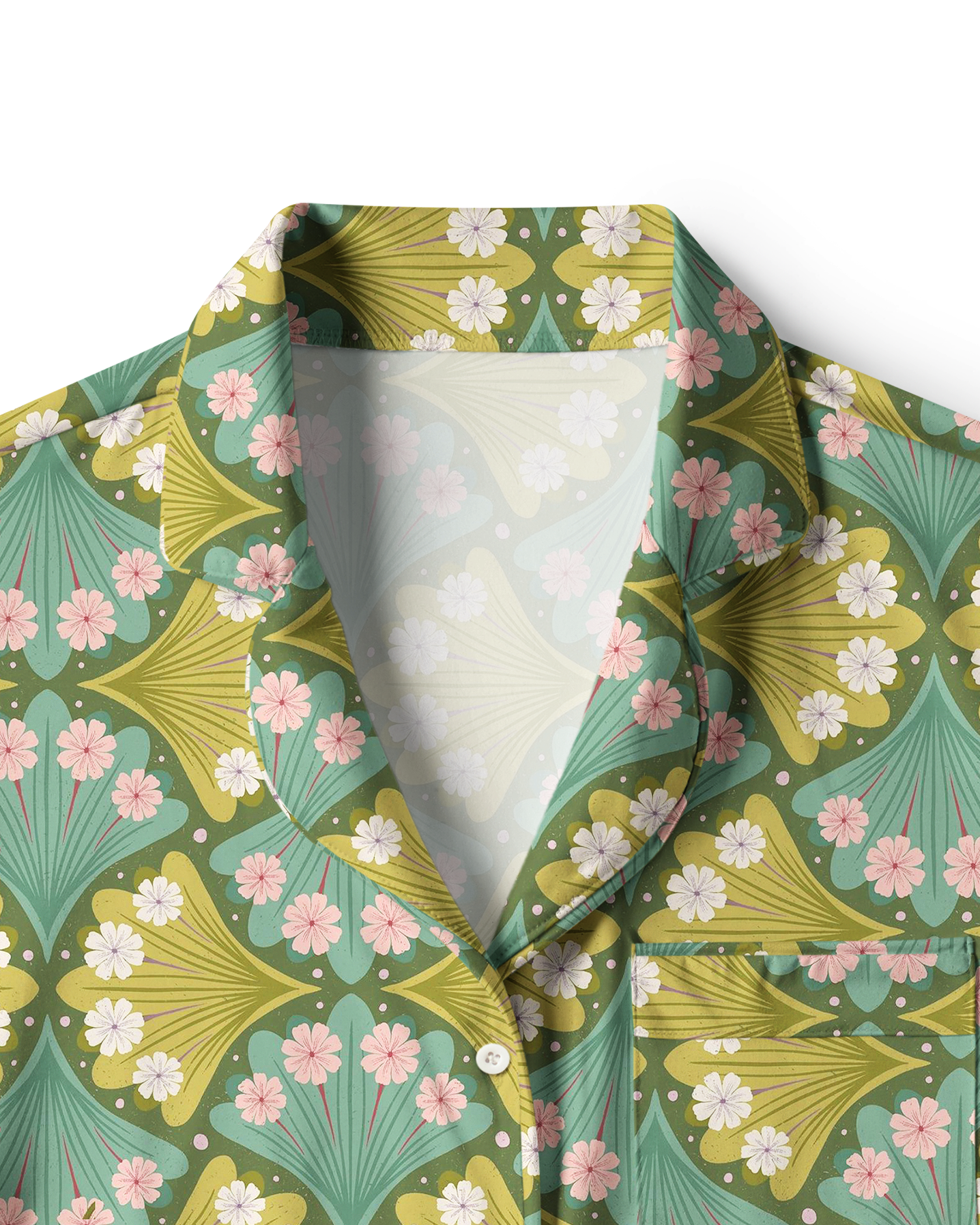 TheRetroTee Art Deco Cherry Blossom Vintage Pajama Set