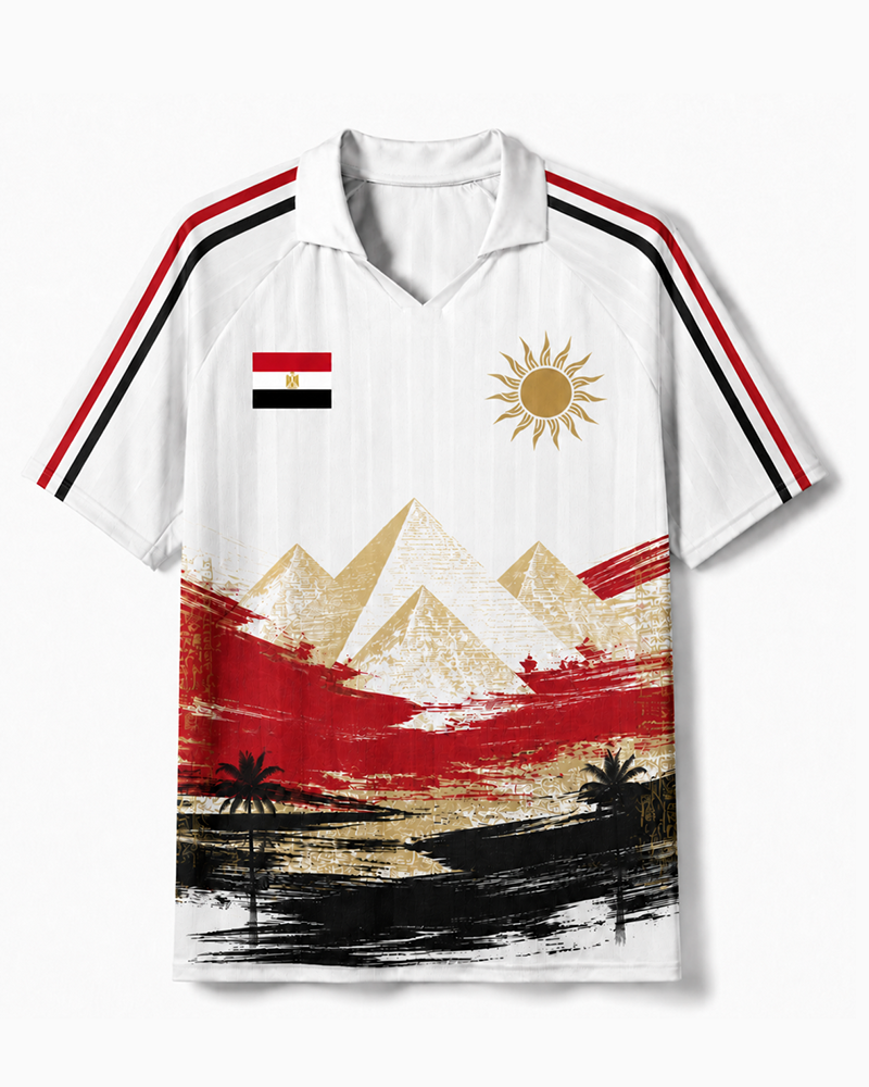 TheRetroTee Egypt Desert Horizon Rise Collar Soccer Jersey