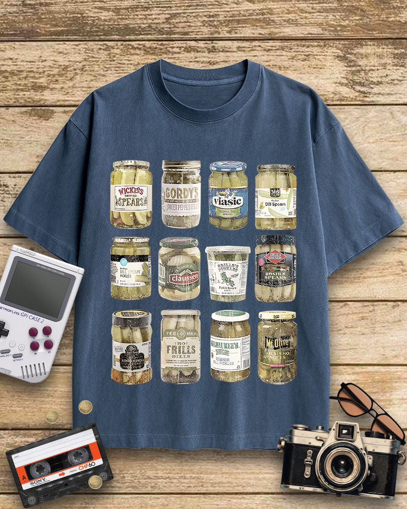 TheRetroTee Vintage Canned Pickles 1990s Cotton T-Shirt
