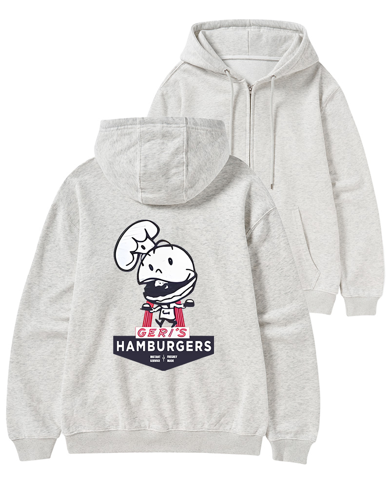 TheRetroTee Geri's Hamburgers Rockford Unisex 1970s Zip-Up Hoodie