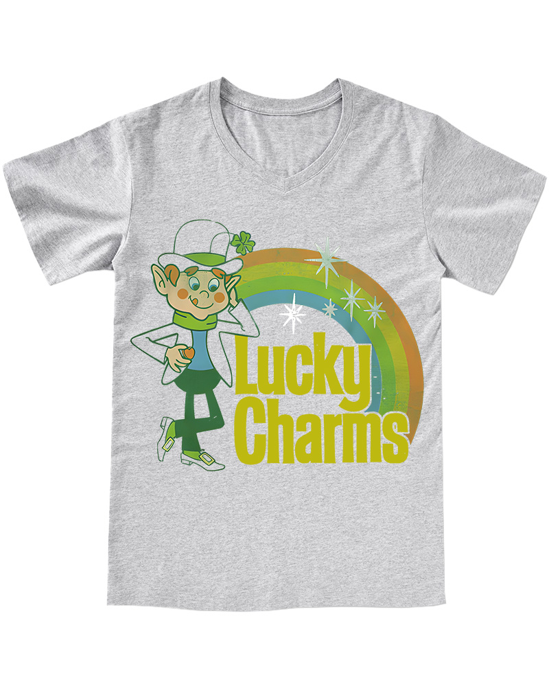 TheRetroTee Lucky Charms Retro Rainbow 1990s V-neck T-Shirt