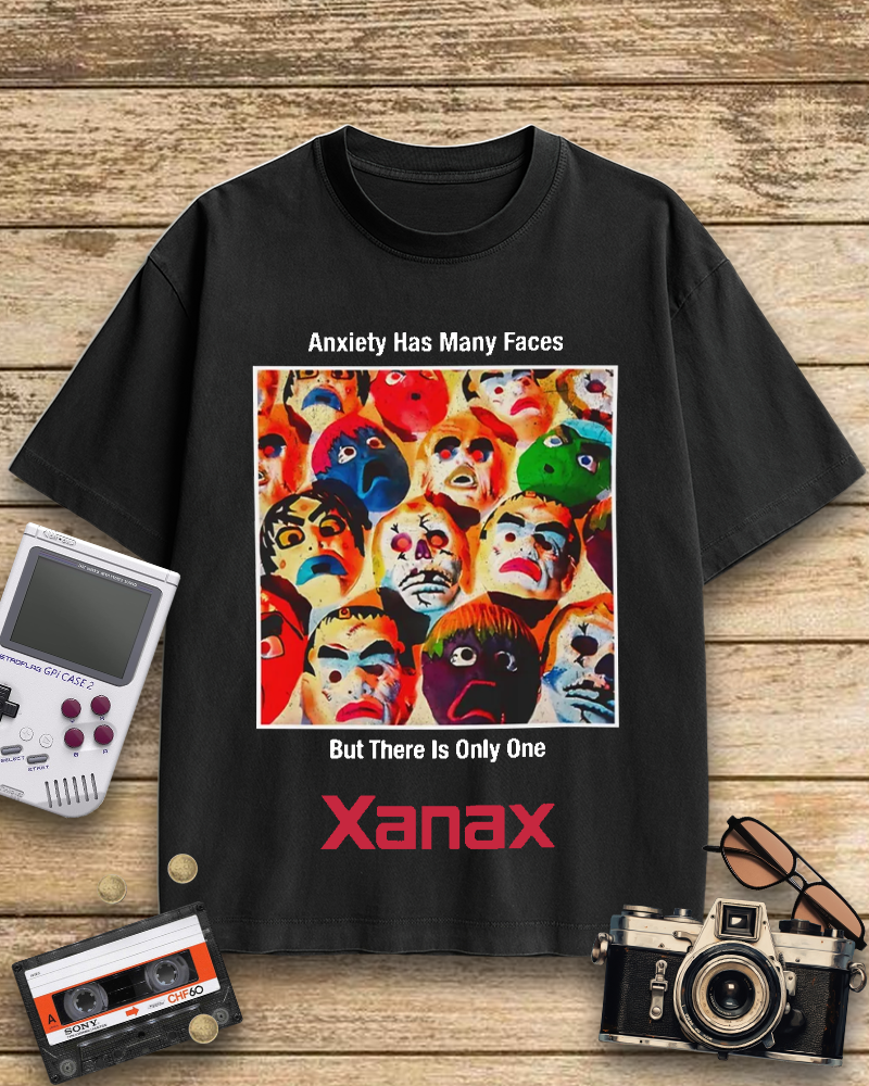 TheRetroTee Anxiety Has Many Faces Xanax 90's Vintage T-Shirt