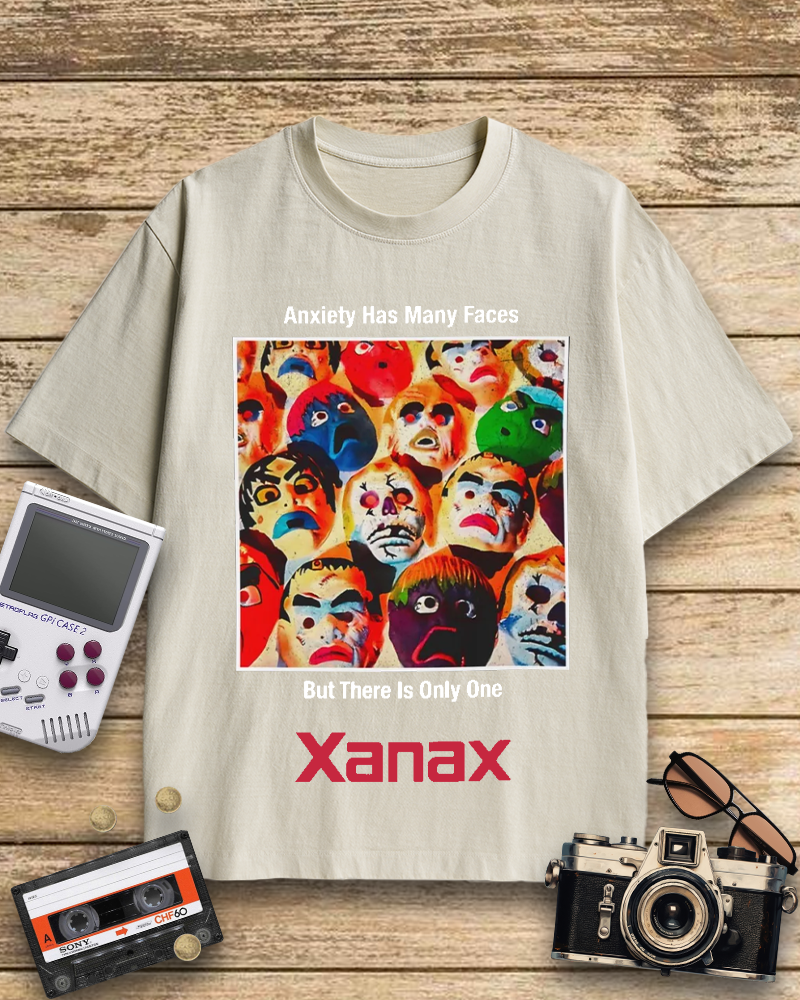 TheRetroTee Anxiety Has Many Faces Xanax 90's Vintage T-Shirt