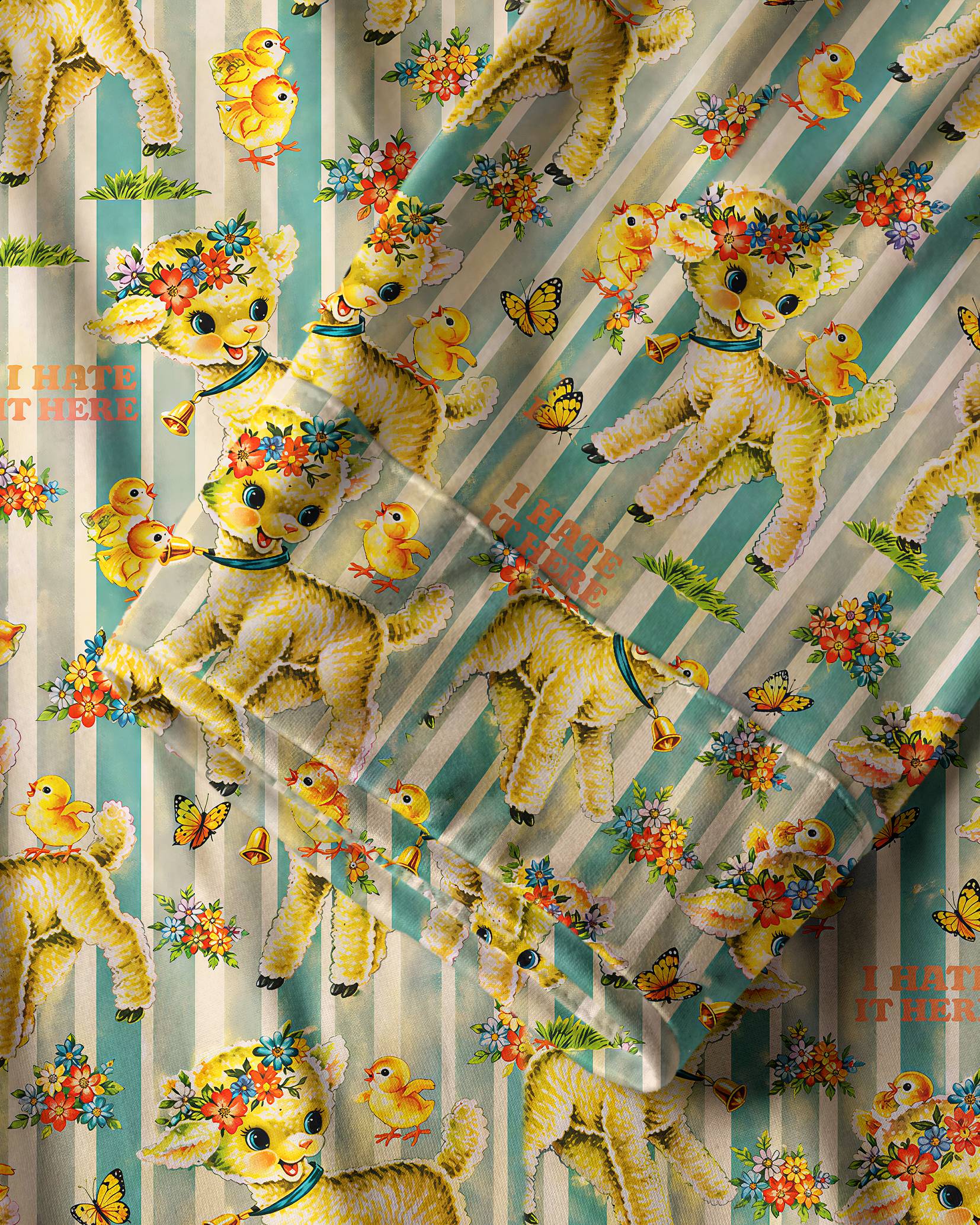 TheRetroTee Kitsch Lamb Stripe Vintage Pajama Set