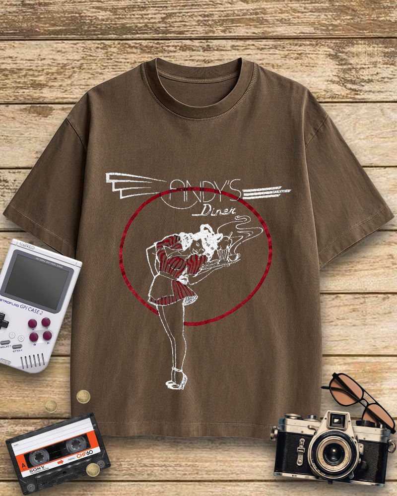 TheRetroTee Andy's Diner 1980s Cotton T-Shirt