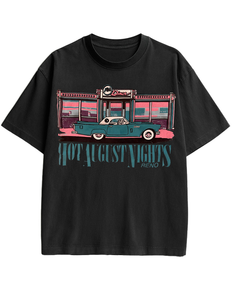 TheRetroTee Hot August Nights Reno Diner Vintage Cotton T-Shirt
