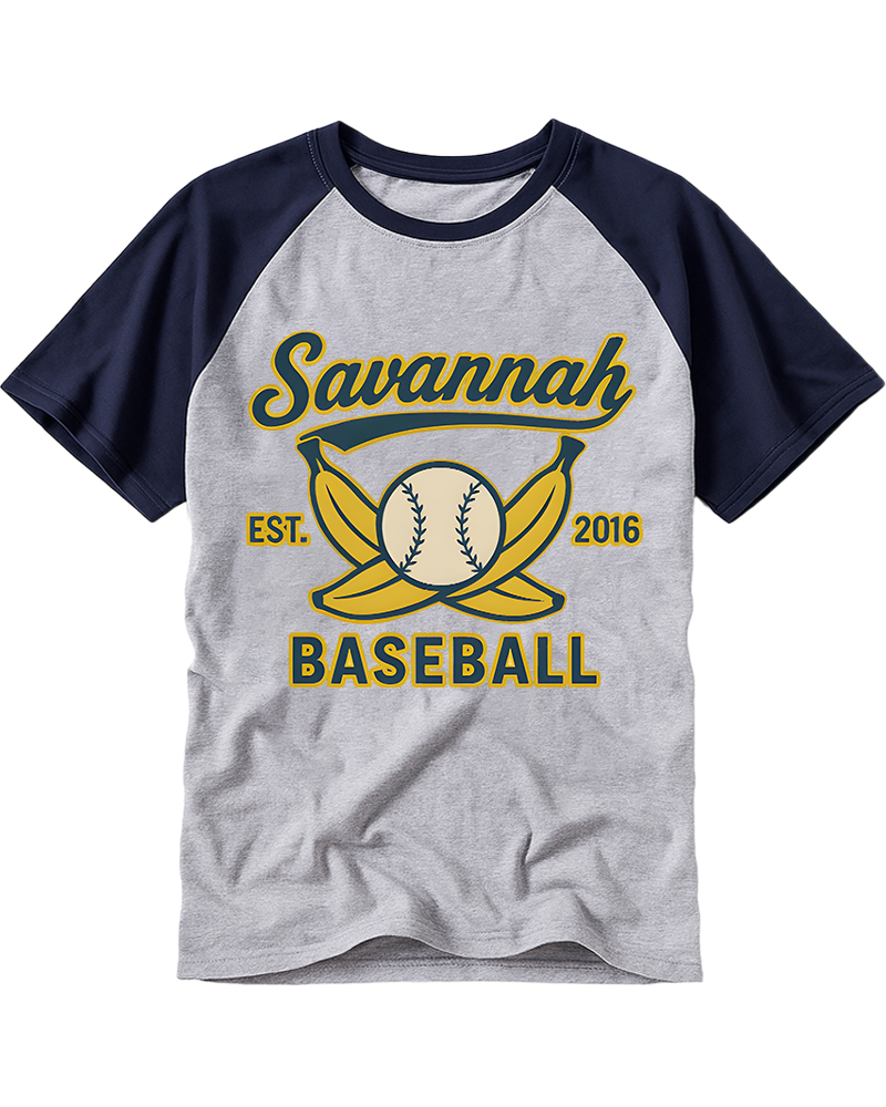 TheRetroTee Retro Savannah Baseball Raglan Baseball T-Shirt
