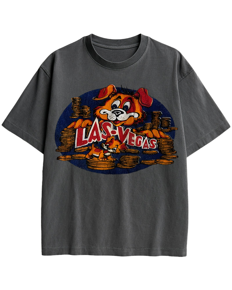 TheRetroTee Vintage 60s Las Vegas Dog Cotton T-Shirt