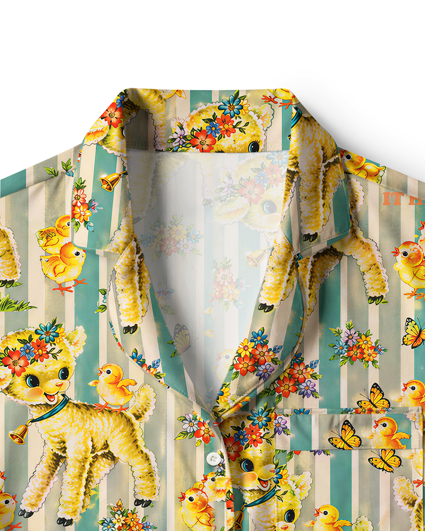 TheRetroTee Kitsch Lamb Stripe Vintage Pajama Set
