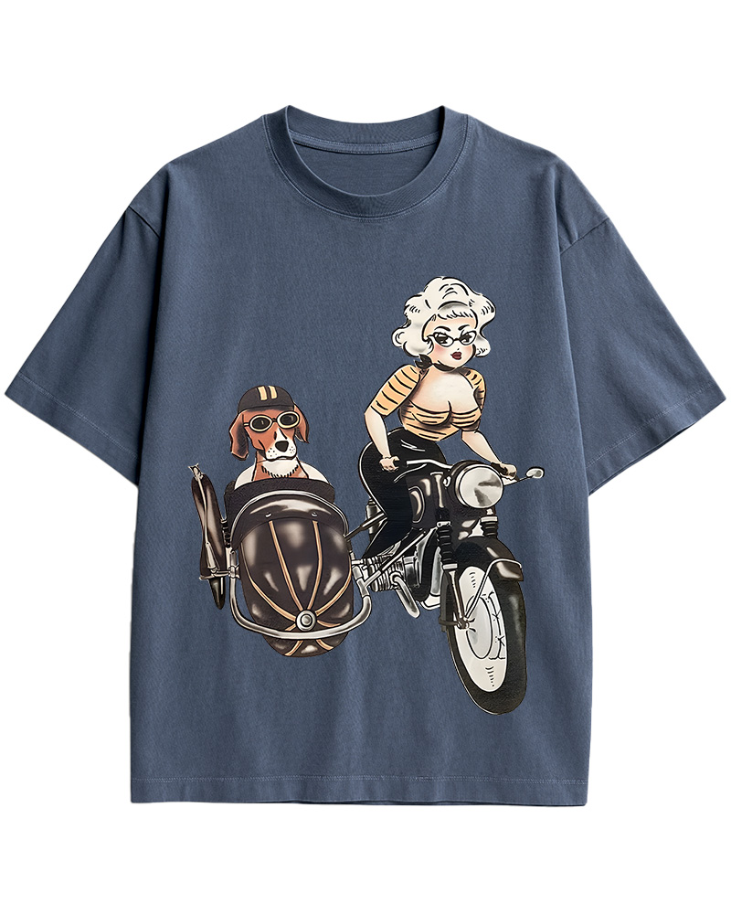 TheRetroTee On The Road Fitted 1950s Cotton T-Shirt