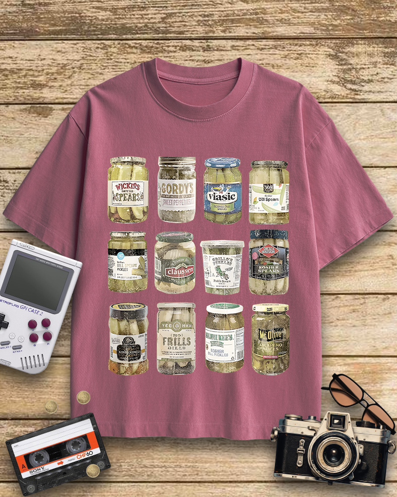 TheRetroTee Vintage Canned Pickles 1990s Cotton T-Shirt