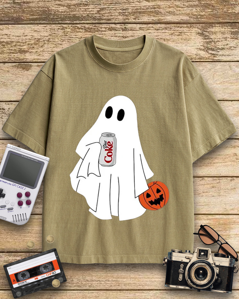 TheRetroTee Halloween Diet Coke Ghost 1980s Cotton T-Shirt