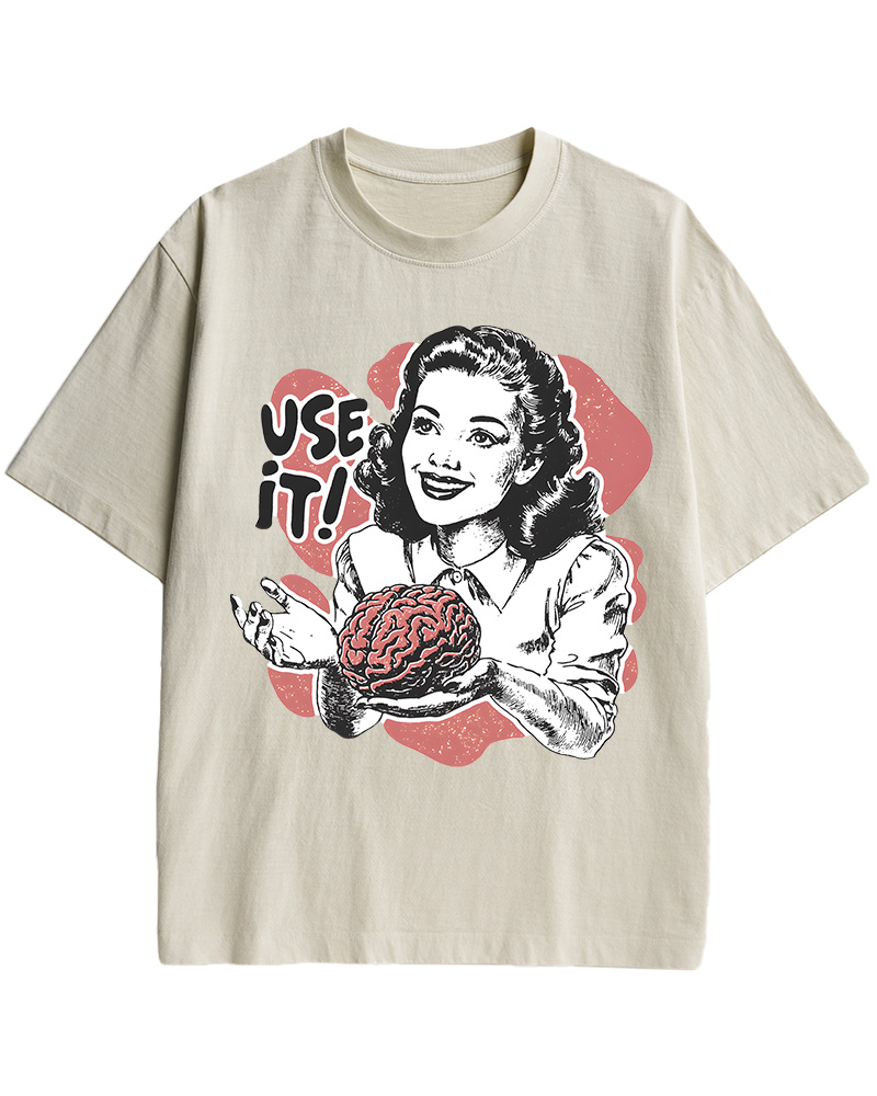 TheRetroTee Use Your Brain Sarcastic 1950s Cotton T-Shirt