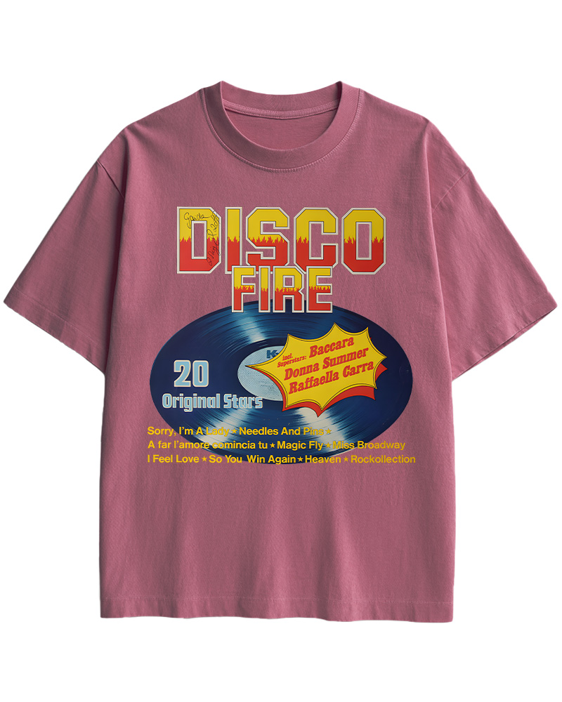 TheRetroTee Disco Fire 1970s Music Cotton T-Shirt