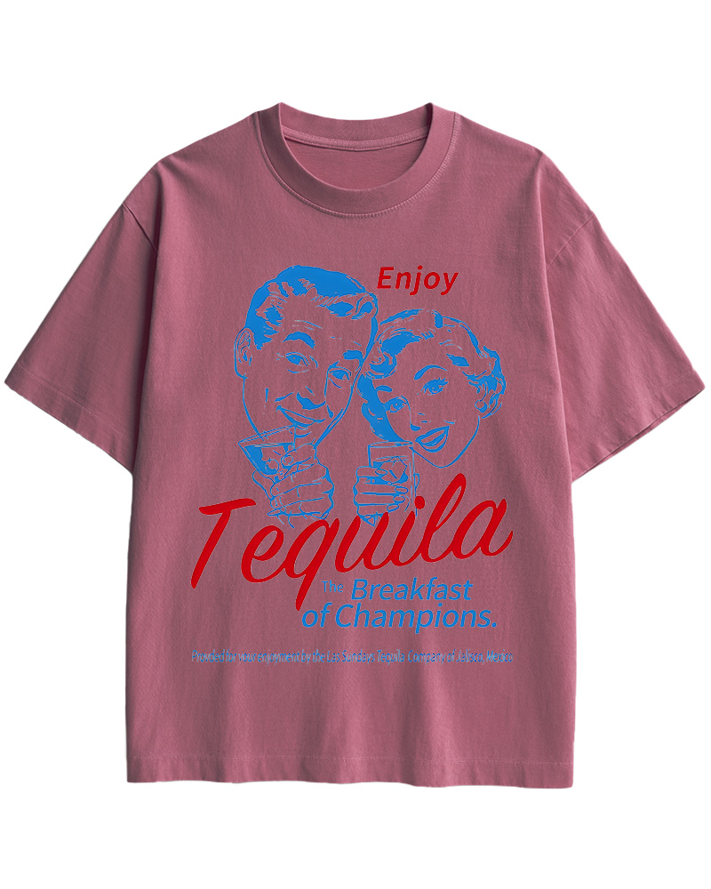 TheRetroTee Enjoy Tequila The Breakfast Of Champions 1950s Cotton T-Shirt