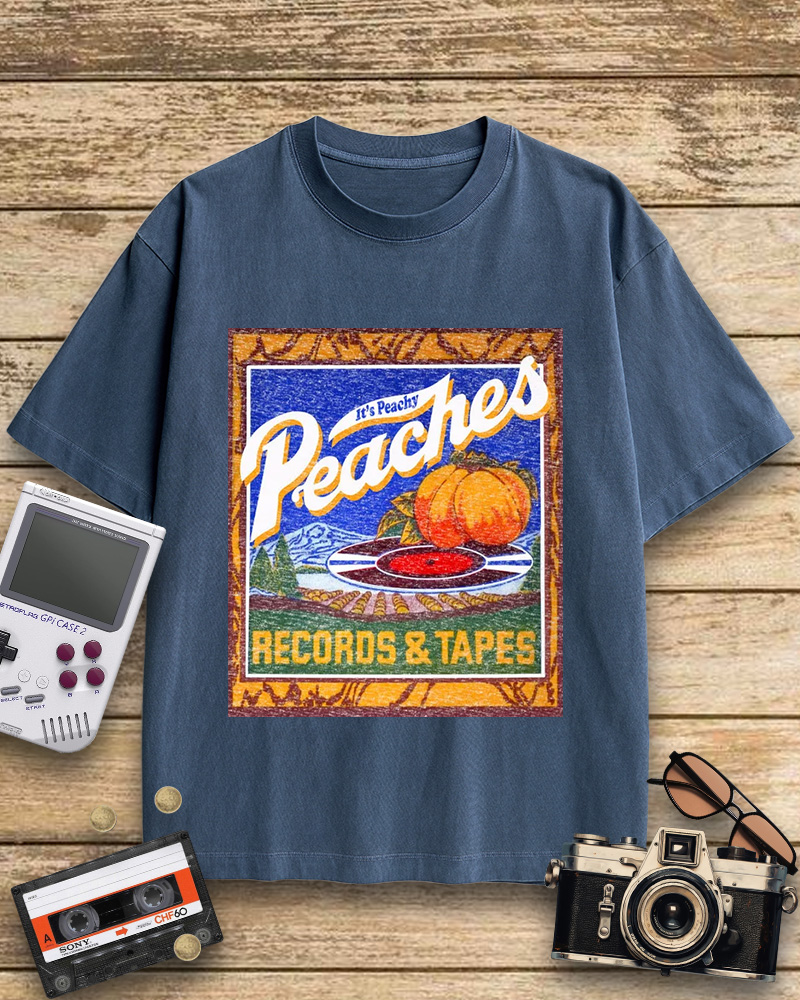 TheRetroTee Peaches Records & Tapes 1975 Vintage Style Cotton T-Shirt