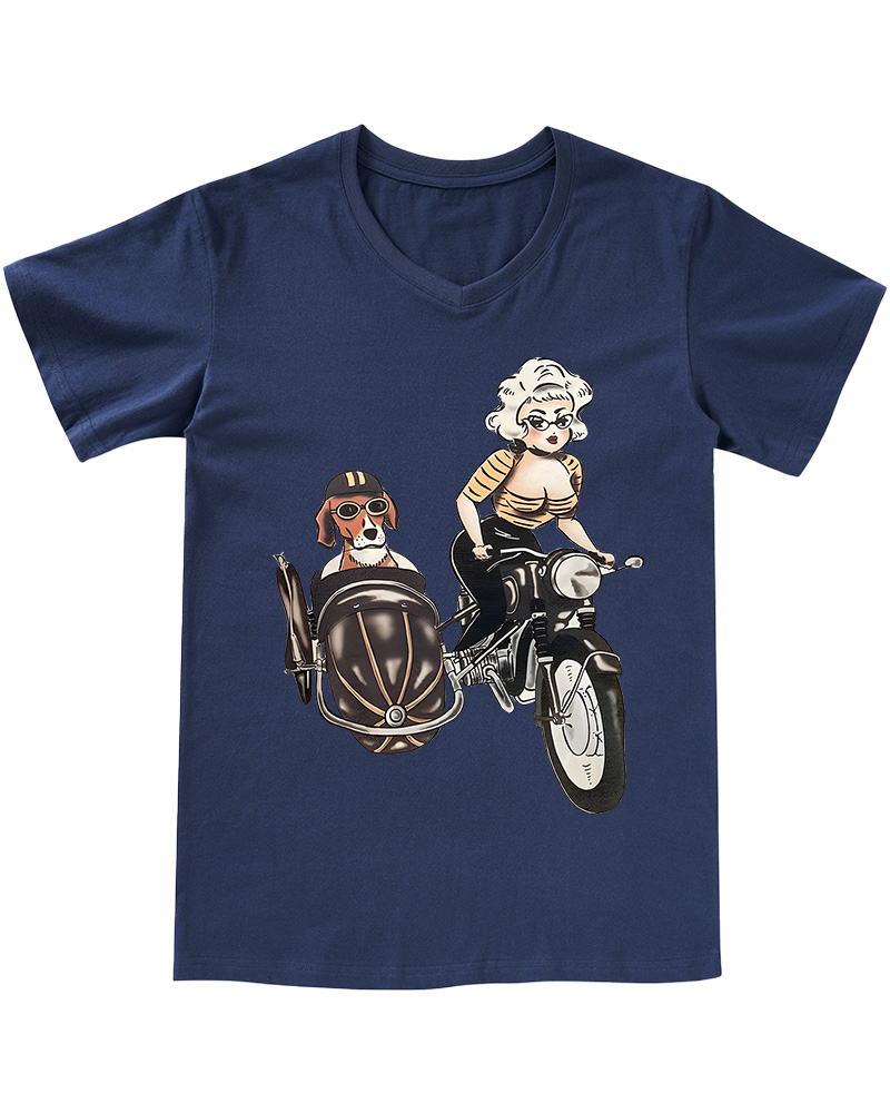 TheRetroTee On The Road Fitted 1950s V-neck T-Shirt