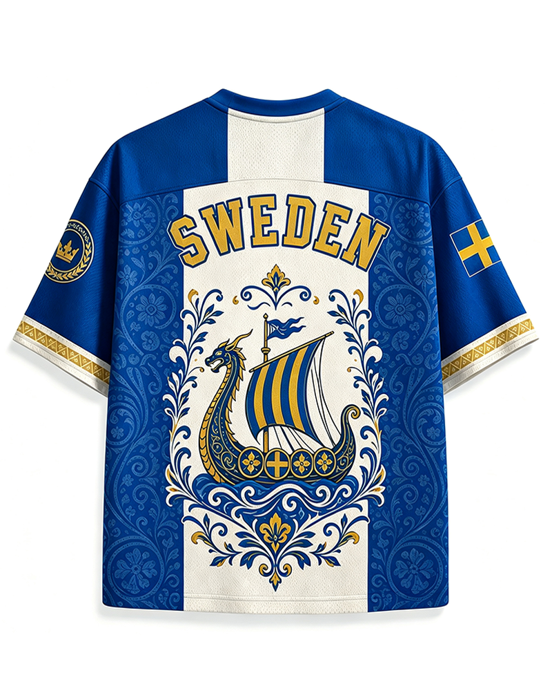 TheRetroTee 1980s Swedish Nordic Heritage Vintage Soccer Jersey