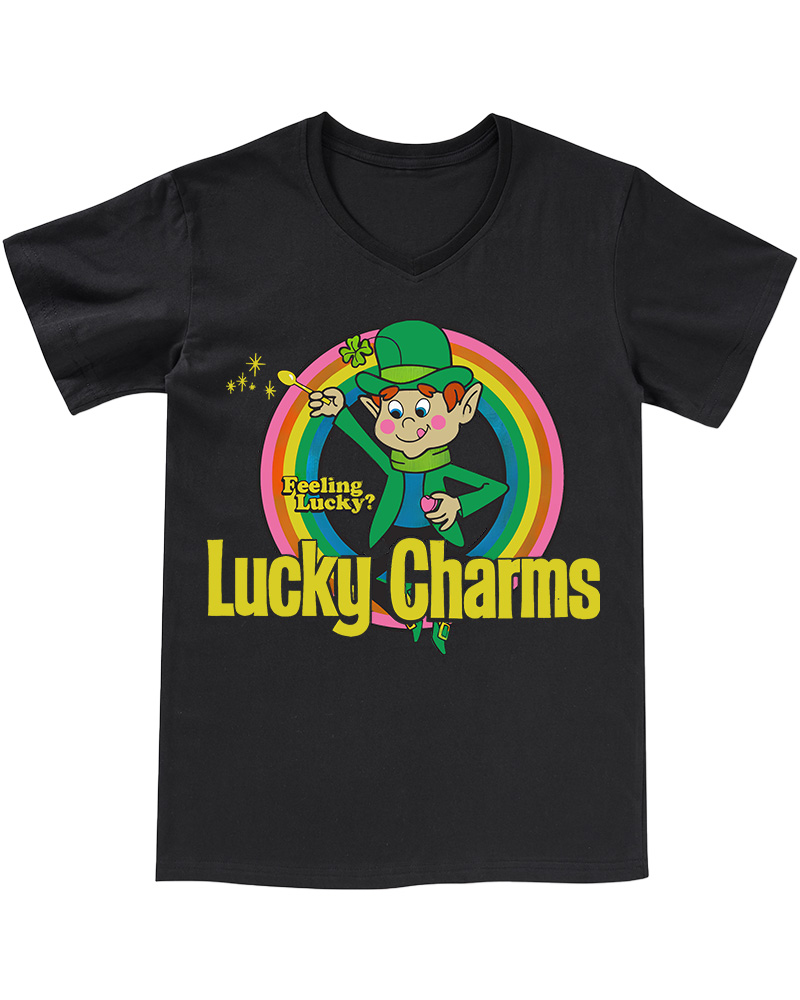 TheRetroTee Lucky Charms Leprechaun 1990s V-neck T-Shirt