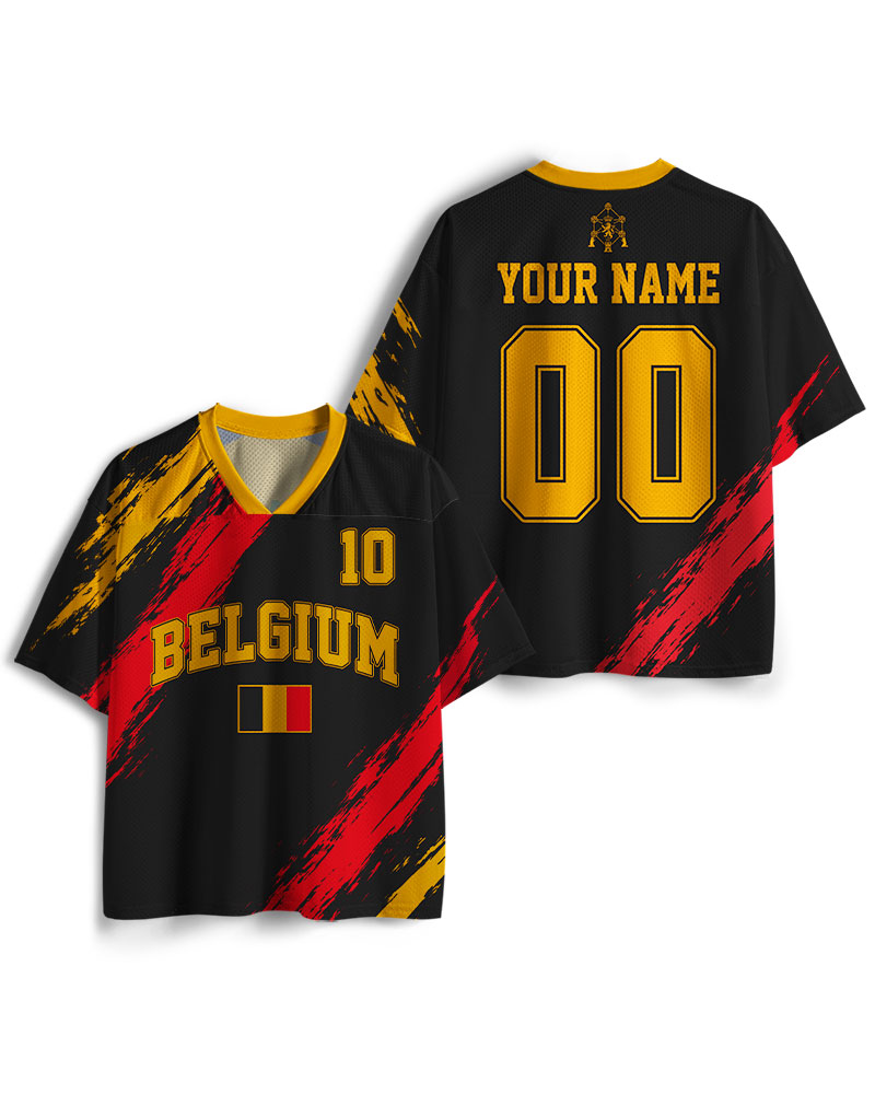 TheRetroTee Personalized Belgium Soccer  Mesh Jersey