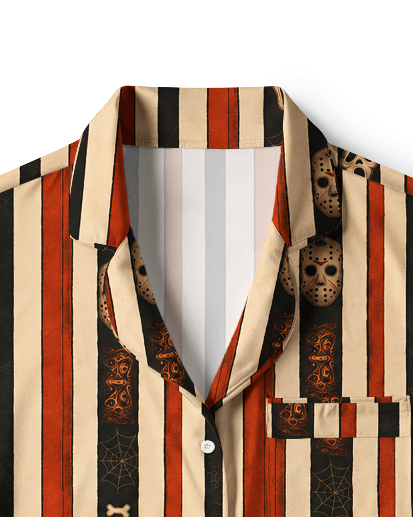 TheRetroTee Horror Mask Skull Stripe Vintage Pajama Set