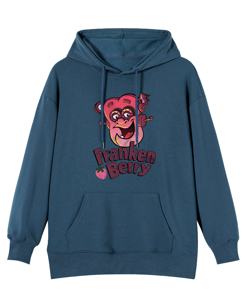 TheRetroTee Strawberry Cereal Monster 1970s Nostalgic Hoodie
