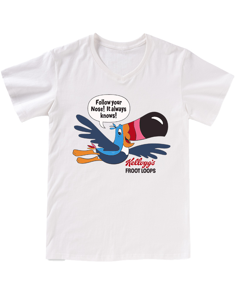 TheRetroTee Froot Loops Toucan Sam 1960s V-neck T-Shirt