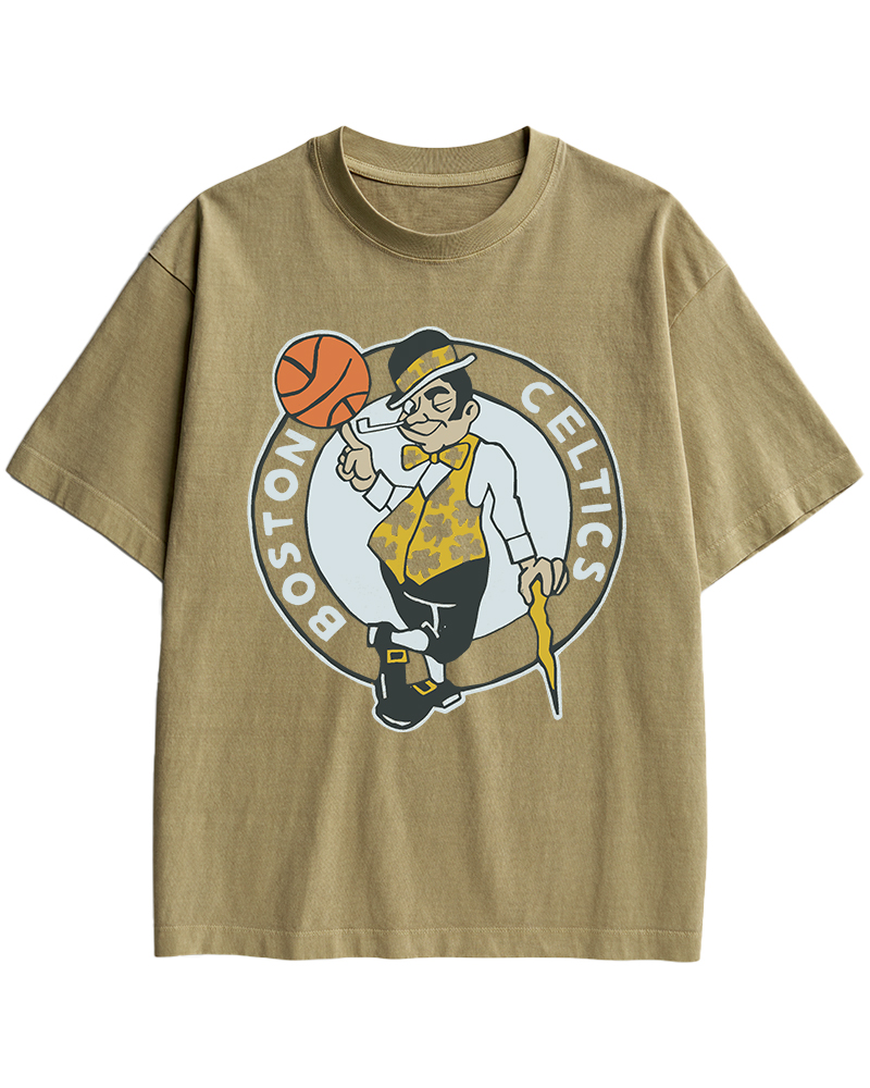 TheRetroTee Boston Leprechaun Basketball 1950s Cotton T-Shirt