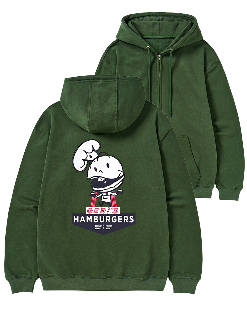 TheRetroTee Geri's Hamburgers Rockford Unisex 1970s Zip-Up Hoodie