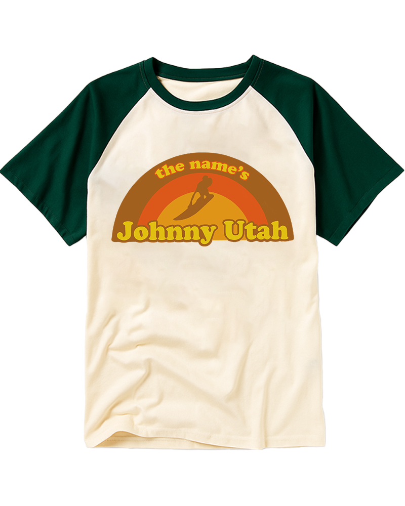 TheRetroTee Surfing Sunset Raglan Baseball T-Shirt