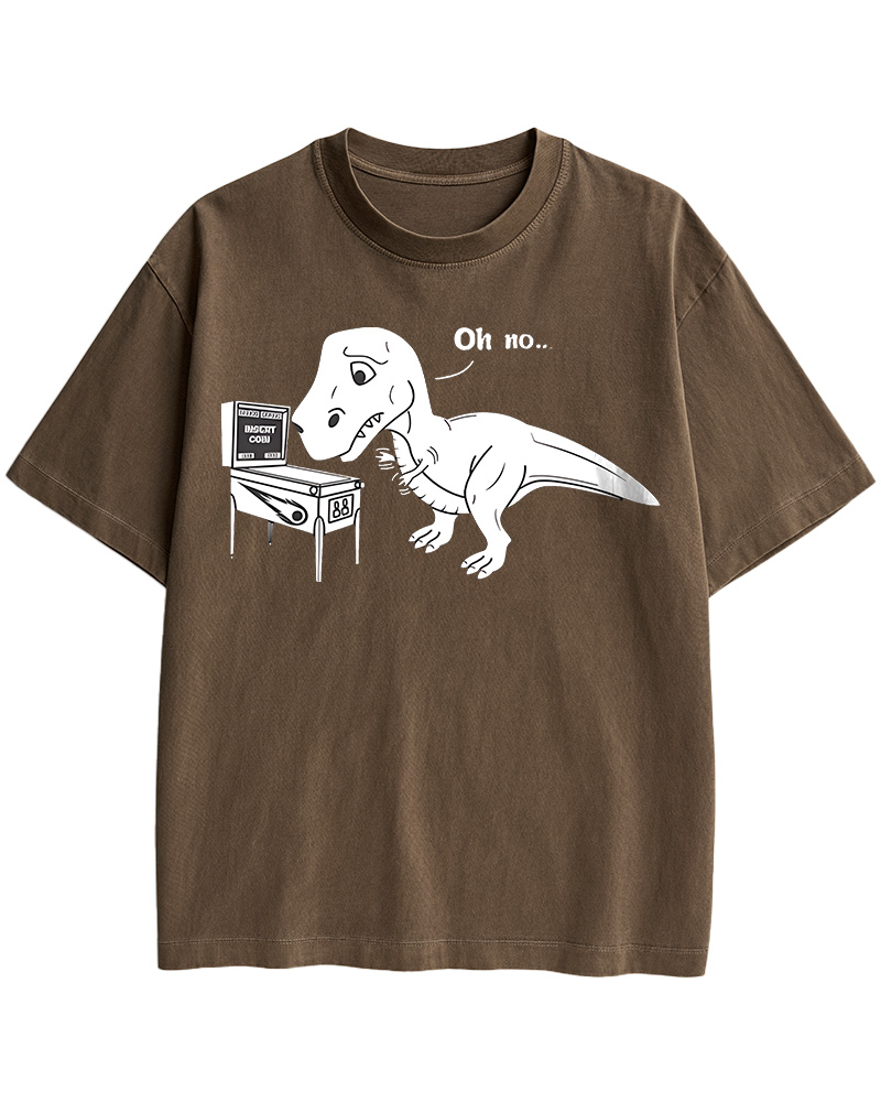 TheRetroTee Dinosaur Pinbal 1970s Cotton T-Shirt