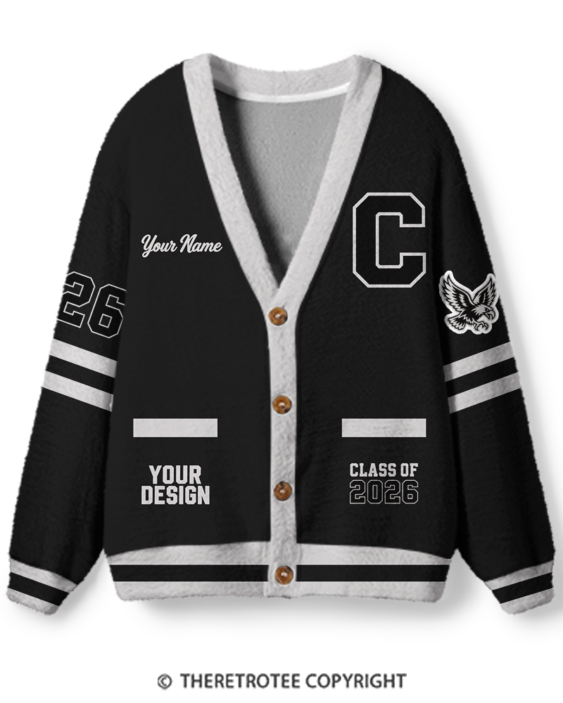 TheRetroTee Personalized Vintage Varsity Memory Unisex Cardigan Sweater