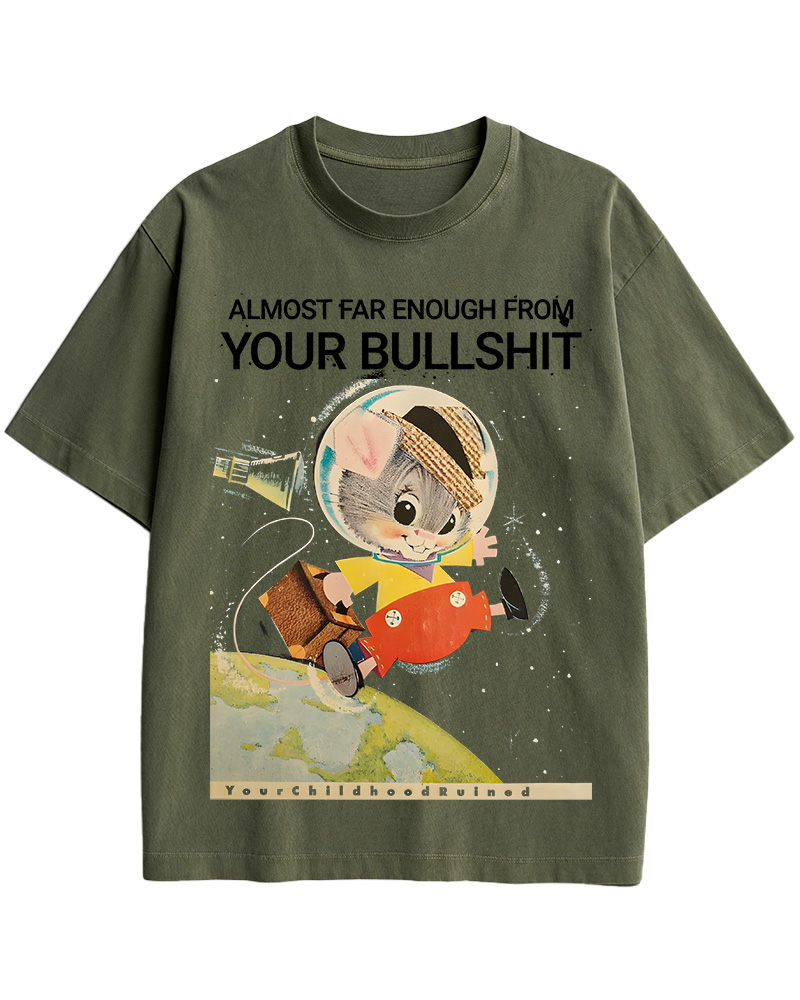 TheRetroTee Almost Far Enough from Your Bullshit Pin-Up Cotton T-Shirt