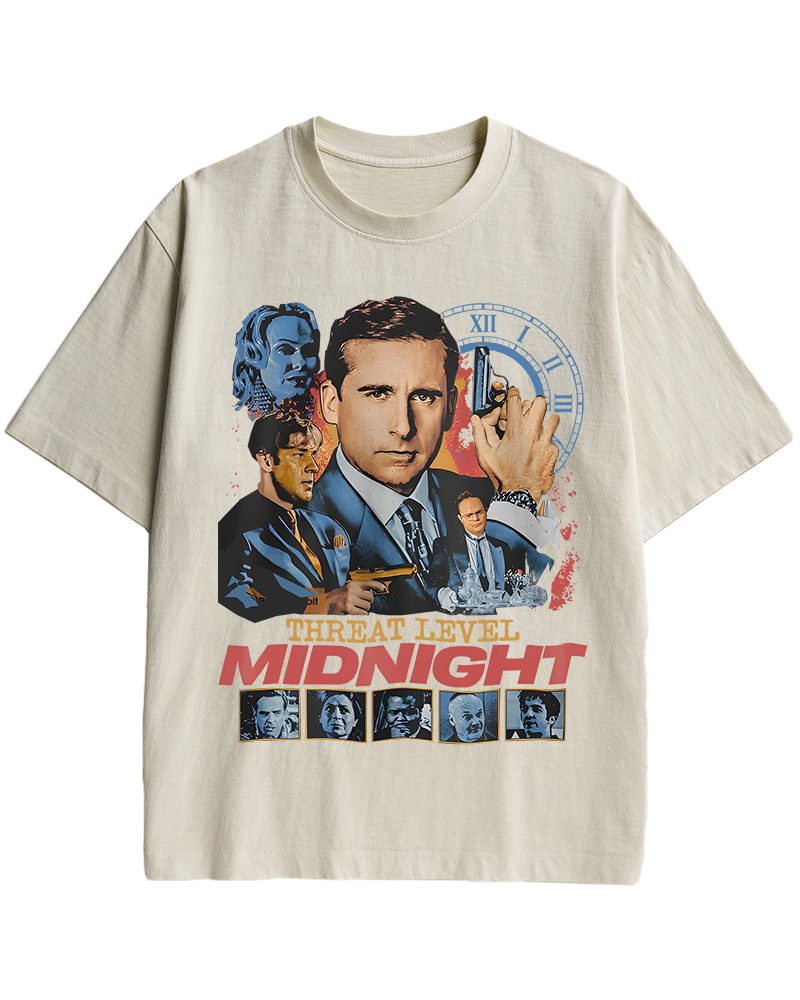 TheRetroTee Threat Level Midnight 2000s Cotton T-Shirt