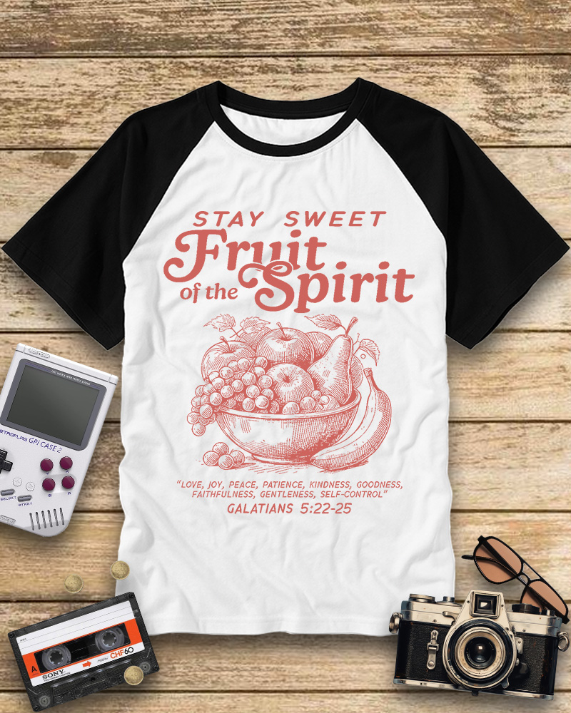 TheRetroTee Fruit of the Spirit Raglan Baseball T-Shirt