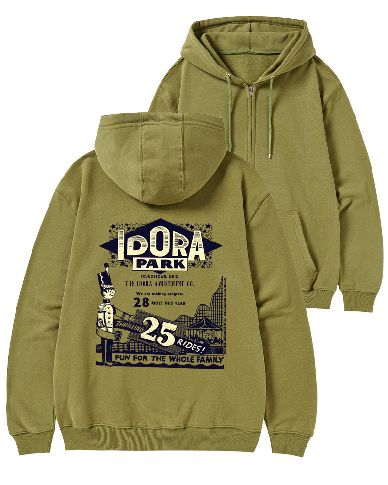 TheRetroTee Amusement Park Culture 1960s Zip-Up Hoodie