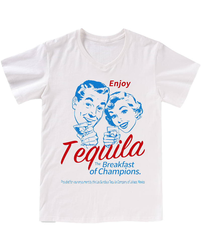TheRetroTee Enjoy Tequila The Breakfast Of Champions V-neck T-Shirt