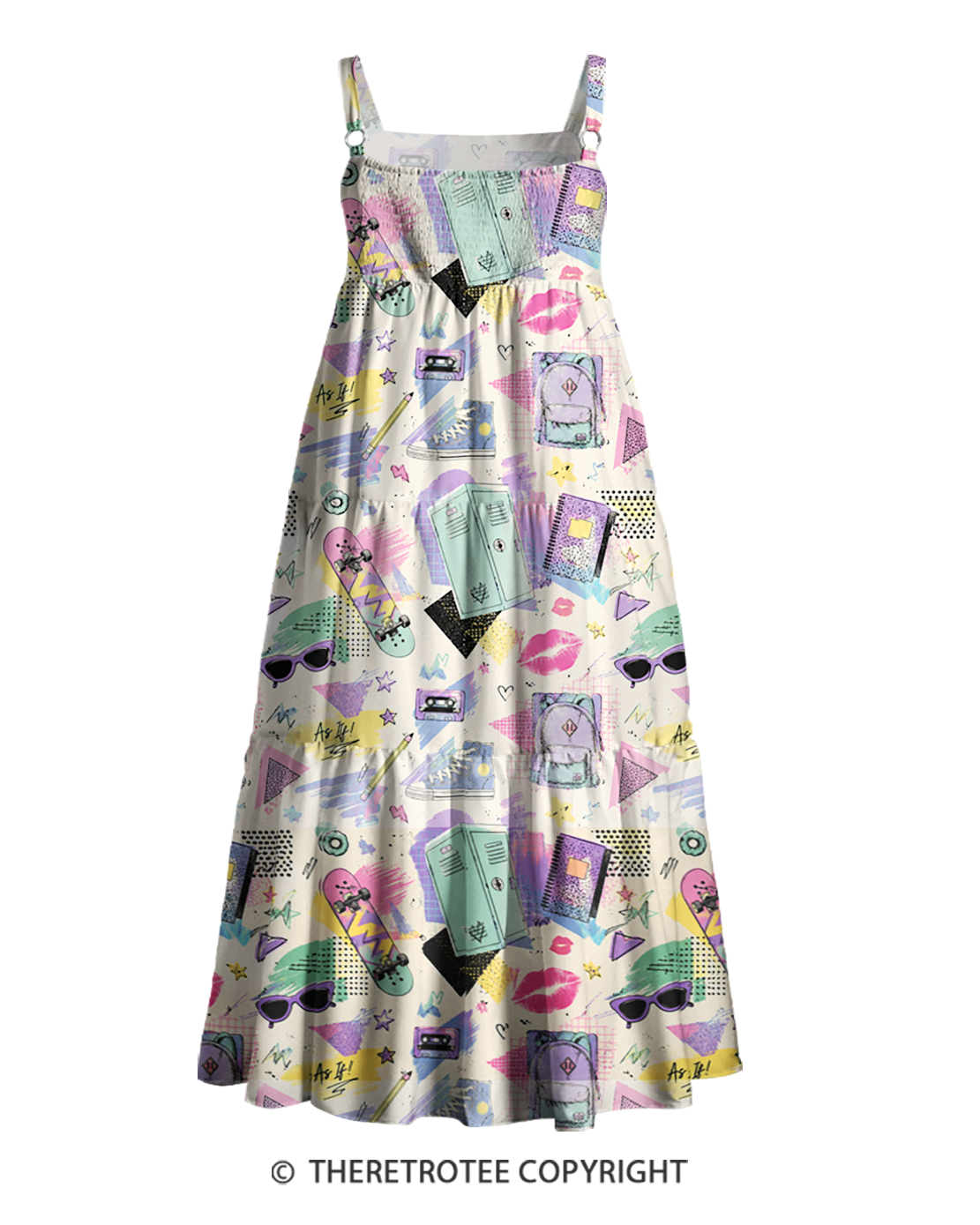 TheRetroTee Mall Days Pop Culture 1990s Strappy Maxi Dress