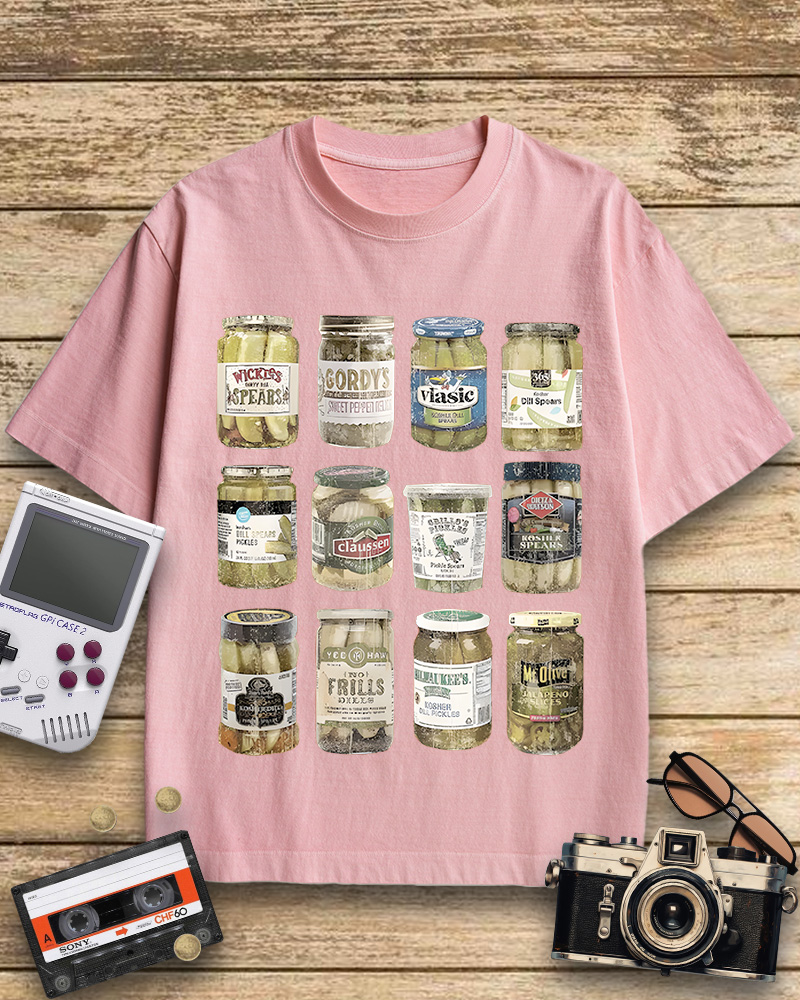 TheRetroTee Vintage Canned Pickles 1990s Cotton T-Shirt