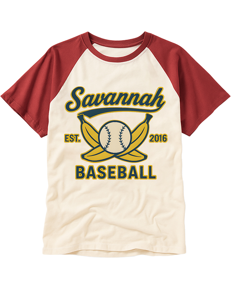 TheRetroTee Retro Savannah Baseball Raglan Baseball T-Shirt