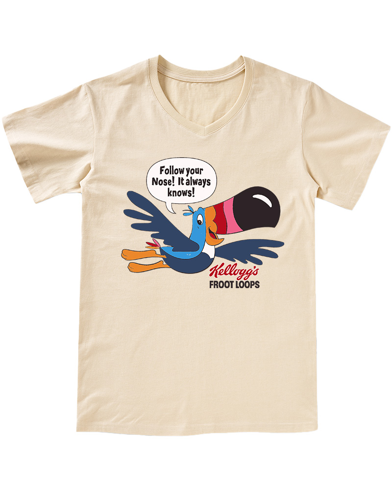 TheRetroTee Froot Loops Toucan Sam 1960s V-neck T-Shirt