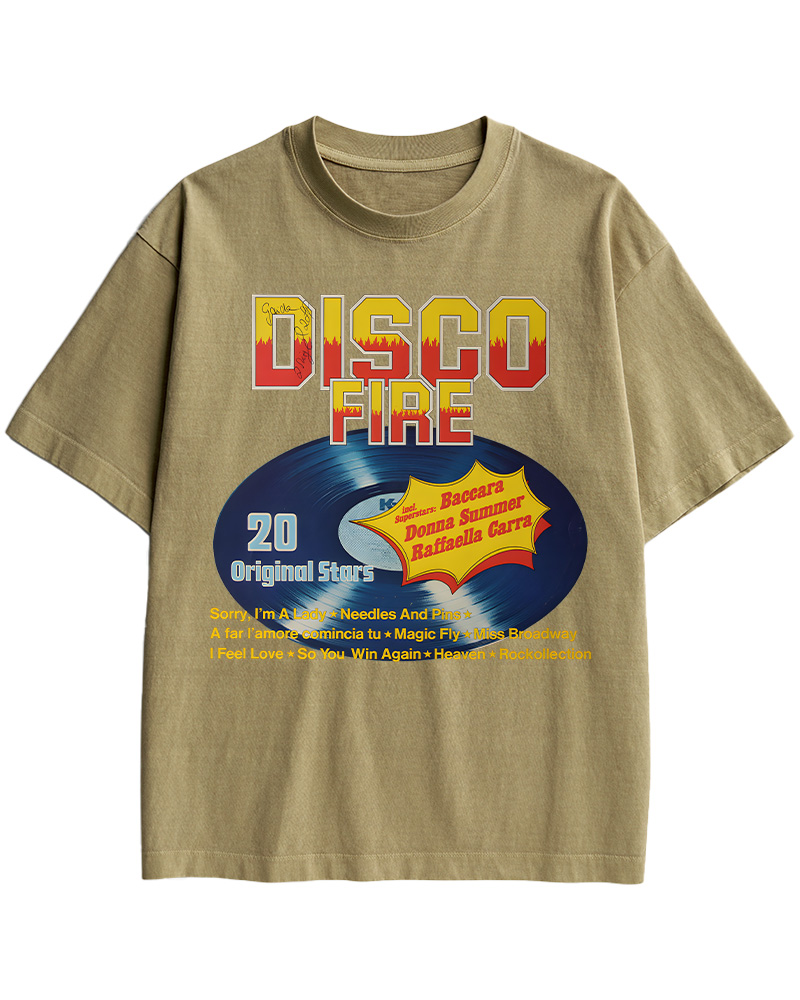 TheRetroTee Disco Fire 1970s Music Cotton T-Shirt