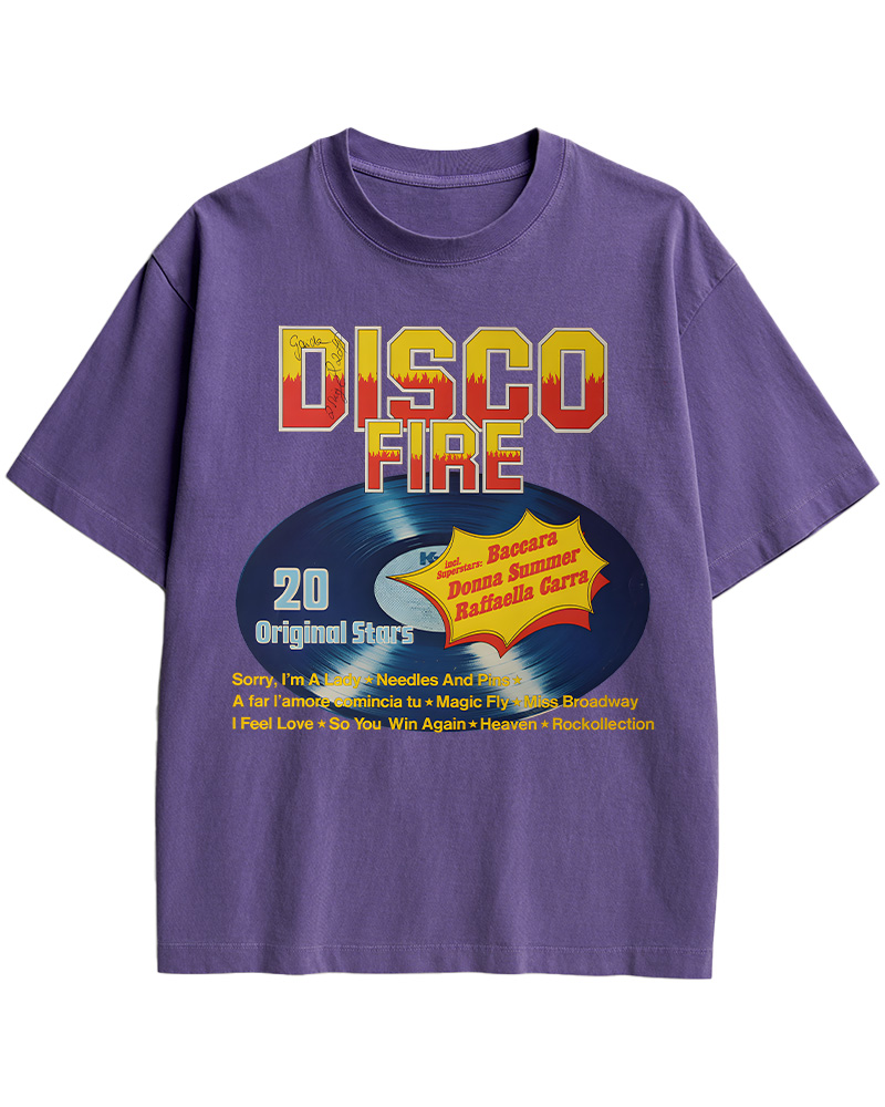 TheRetroTee Disco Fire 1970s Music Cotton T-Shirt