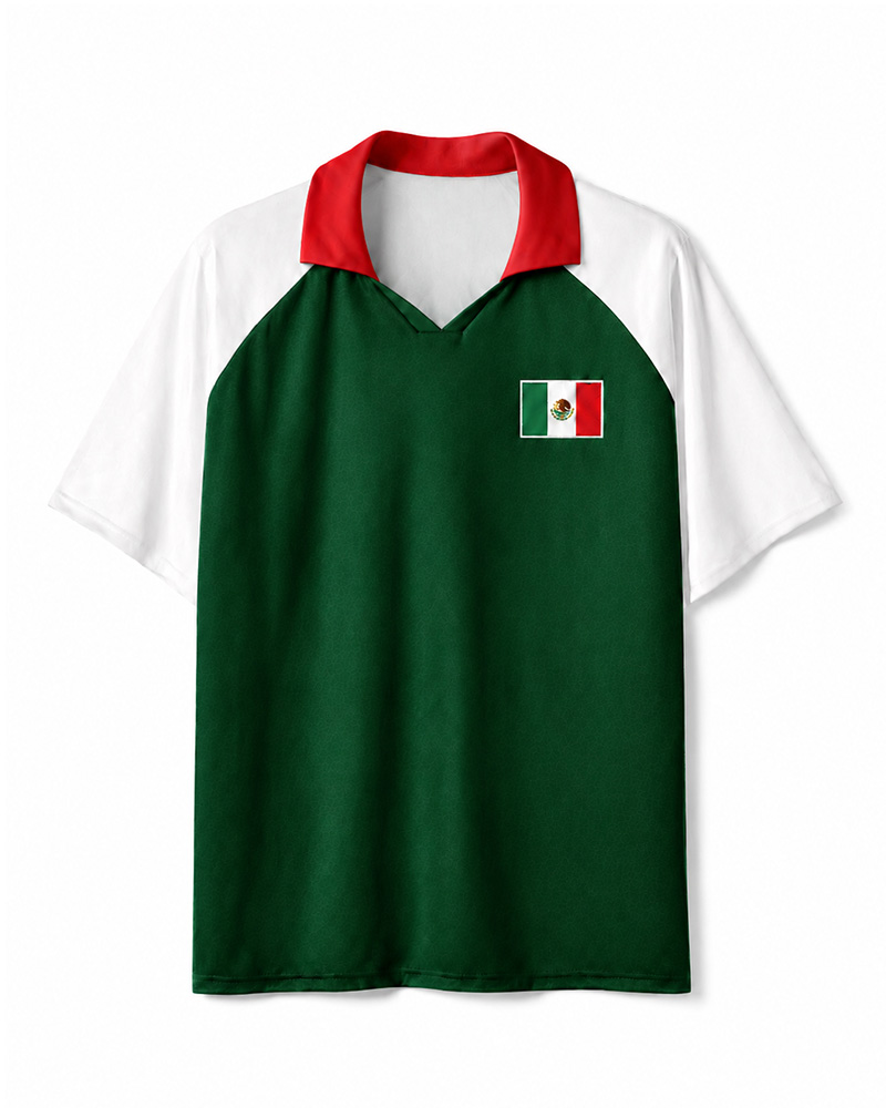 TheRetroTee Mexico Heritage Spirit Collar Soccer Jersey
