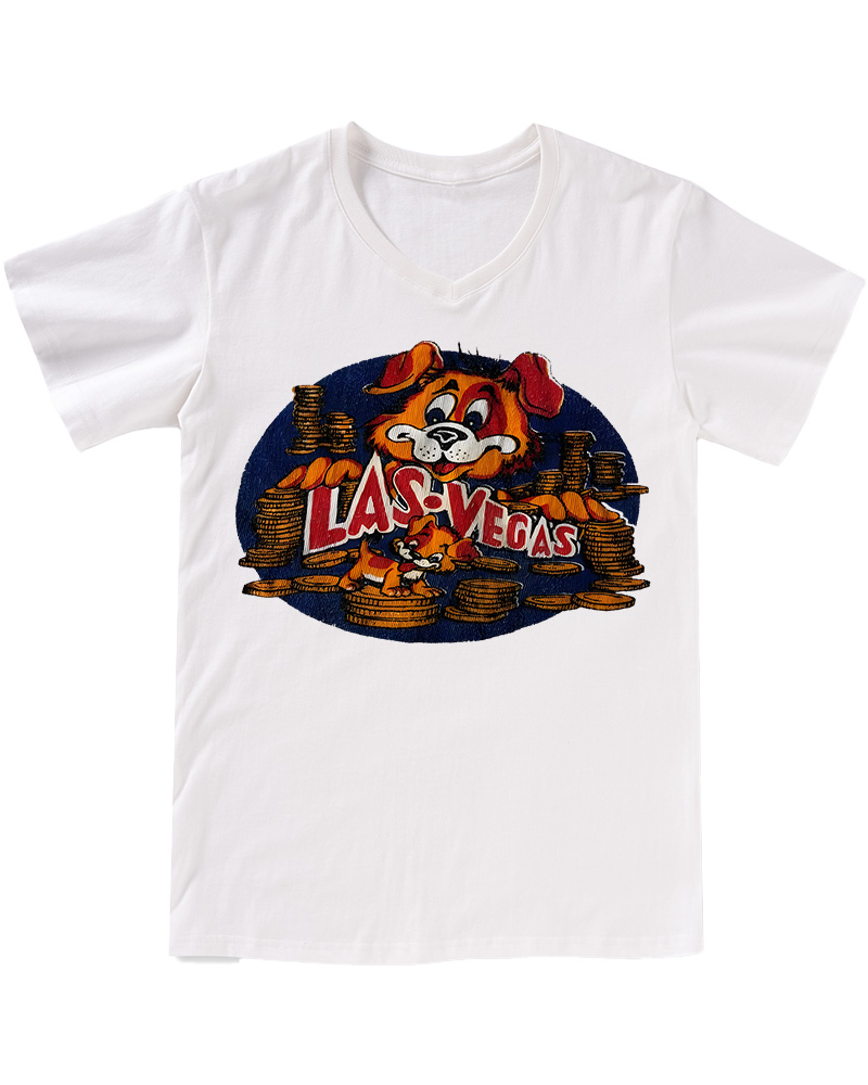 TheRetroTee Vintage 60s Las Vegas Dog V-neck T-Shirt