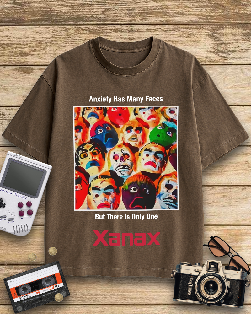 TheRetroTee Anxiety Has Many Faces Xanax 90's Vintage T-Shirt