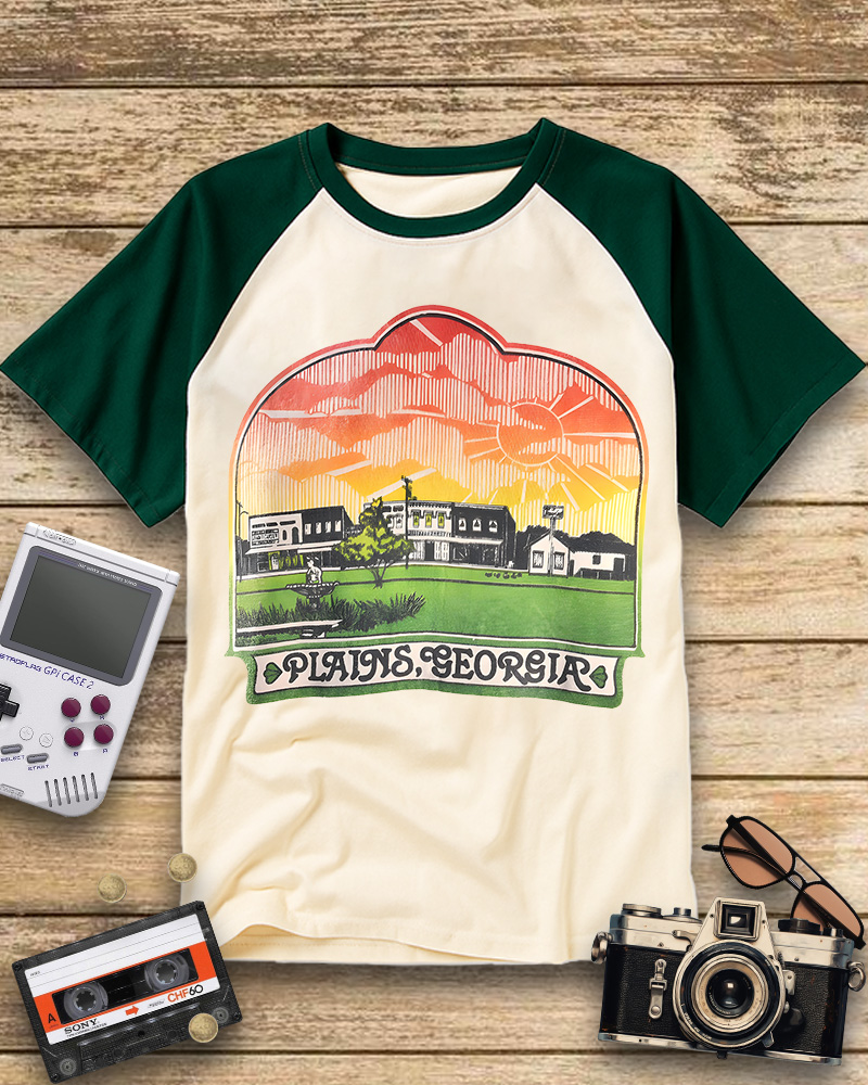 TheRetroTee Jimmy Carter 1970s Raglan Baseball T-Shirt