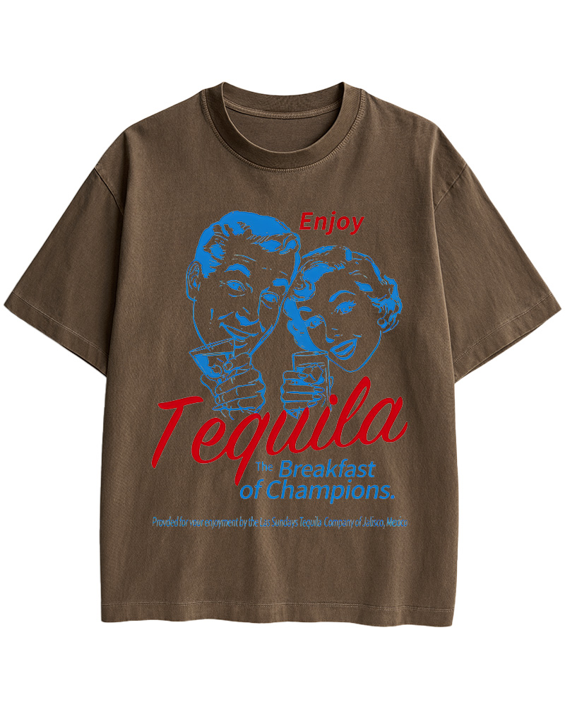TheRetroTee Enjoy Tequila The Breakfast Of Champions 1950s Cotton T-Shirt