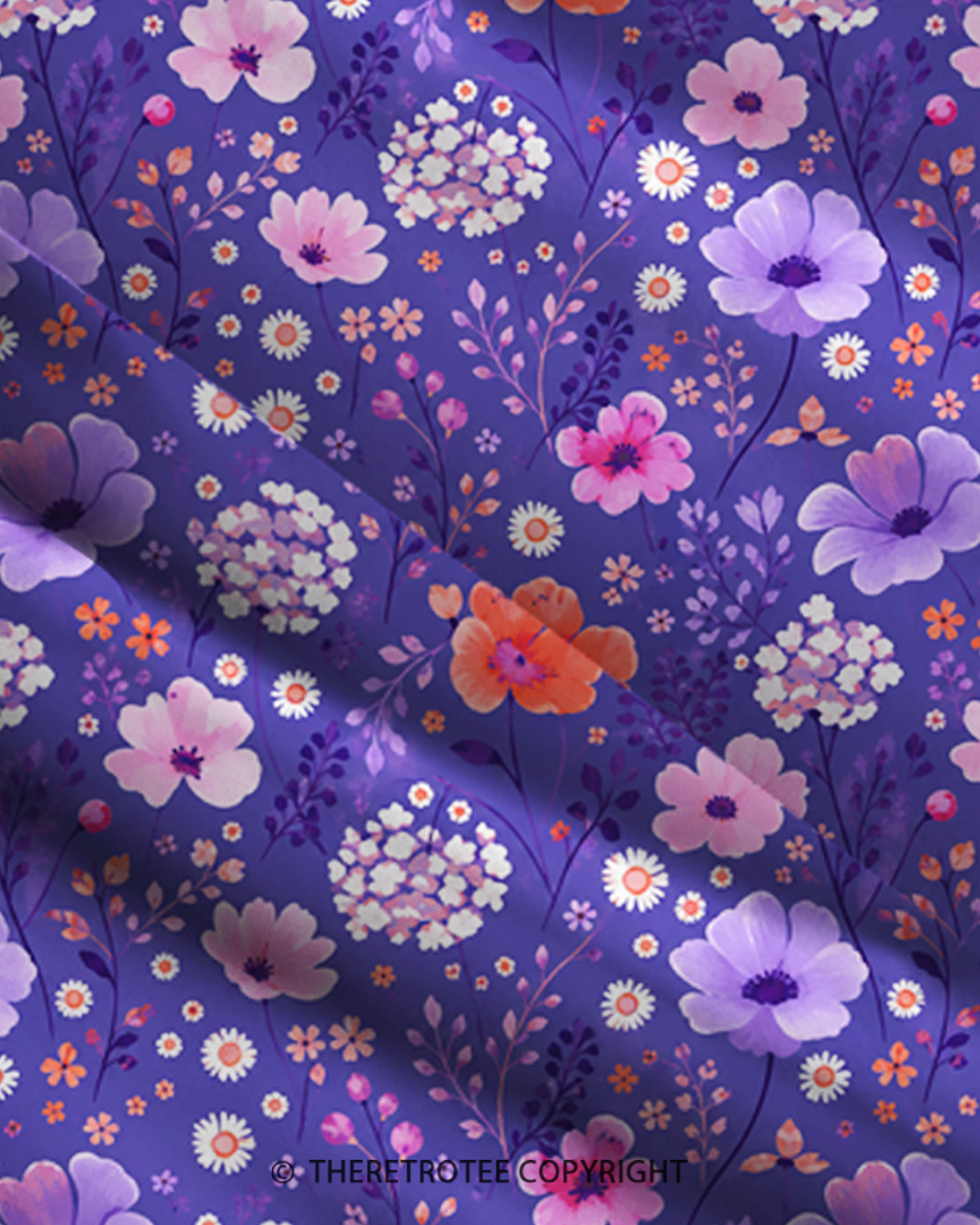 TheRetroTee Lavender Bloom Meadow 1970s Strappy Maxi Dress