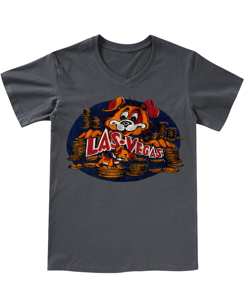 TheRetroTee Vintage 60s Las Vegas Dog V-neck T-Shirt